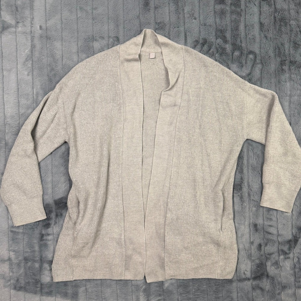 Lululemon Merino Wool Blend Open Front Cardigan Grey Ribbed LW3GKBS Size 6